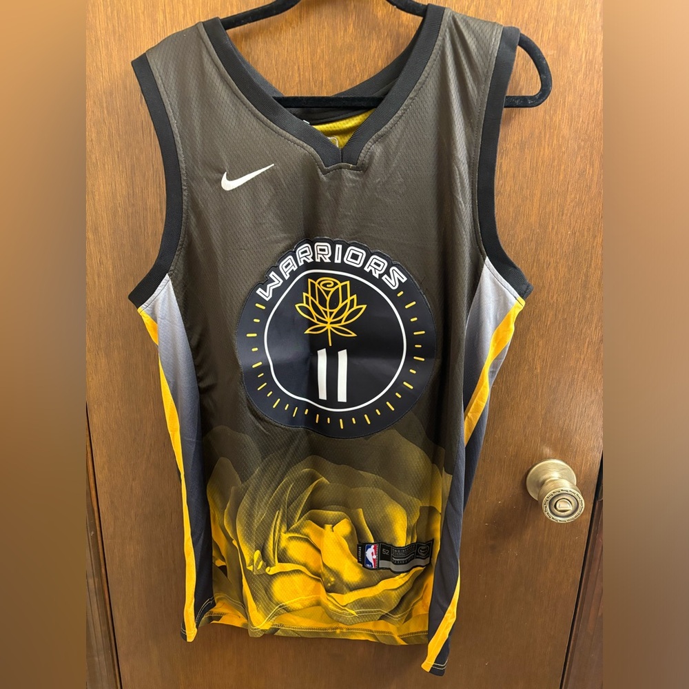 Nike Black and Yellow Warriors Sleeveless Jersey Klay Thompson-City edition